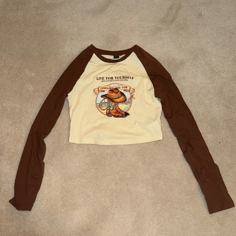 Medium cropped shein longsleeve live for yourself give yourself a smile everyday